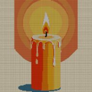 candle full cross stitch design mockup without frame, realistic embroidery preview