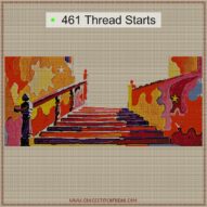 staircase-to-stars cross stitch start point map with highlighted thread start positions in the full design