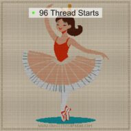 ballerina-with-crown cross stitch start point map with highlighted thread start positions in the full design