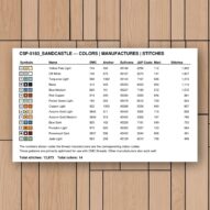 sandcastle thread color chart with DMC, Anchor, Sullivans, J&P Coats and Maxi color references