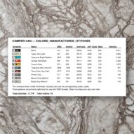 camper-van thread color chart with DMC, Anchor, Sullivans, J&P Coats and Maxi color references