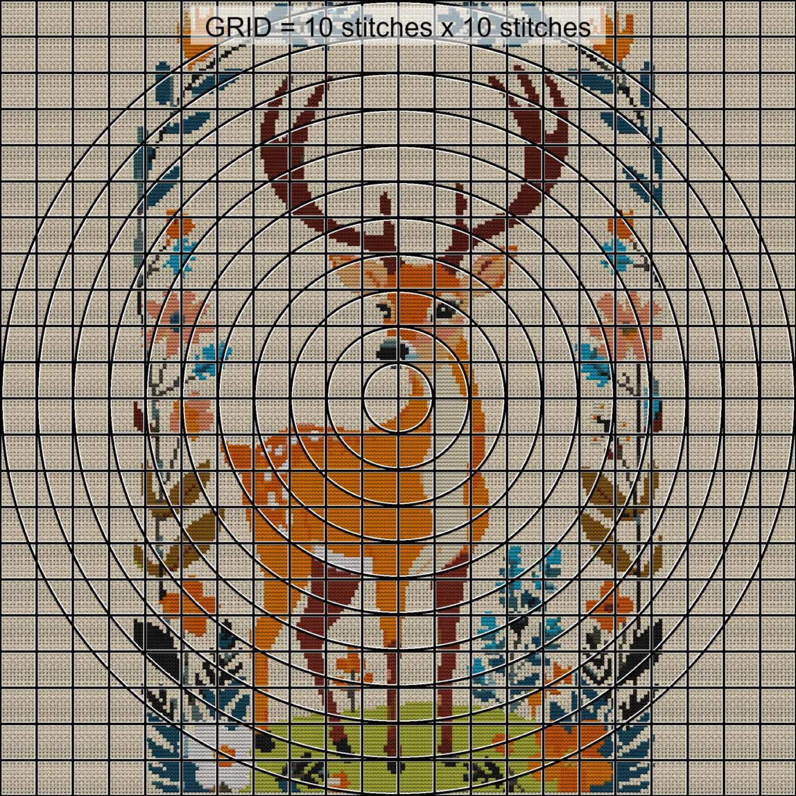 deer-antlers zoomed stitching detail deer-antlers close-up cross stitch detail showing color changes, confetti areas and stitch texture