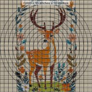 deer-antlers close-up cross stitch detail showing color changes, confetti areas and stitch texture