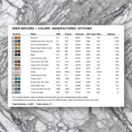 deer-antlers thread color chart with DMC, Anchor, Sullivans, J&P Coats and Maxi color references