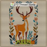 deer-antlers cross stitch start point map with highlighted thread start positions in the full design
