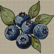 blueberry-cluster full cross stitch design mockup without frame, realistic embroidery preview