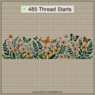 wildflower-wreath cross stitch start point map with highlighted thread start positions in the full design