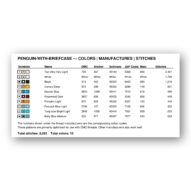 penguin-with-briefcase thread color chart with DMC, Anchor, Sullivans, J&P Coats and Maxi color references
