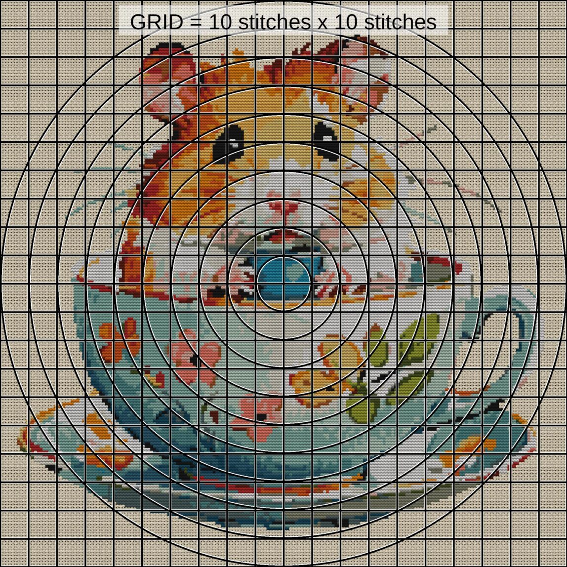 hamster-in-teacup zoomed stitching detail hamster-in-teacup close-up cross stitch detail showing color changes, confetti areas and stitch texture