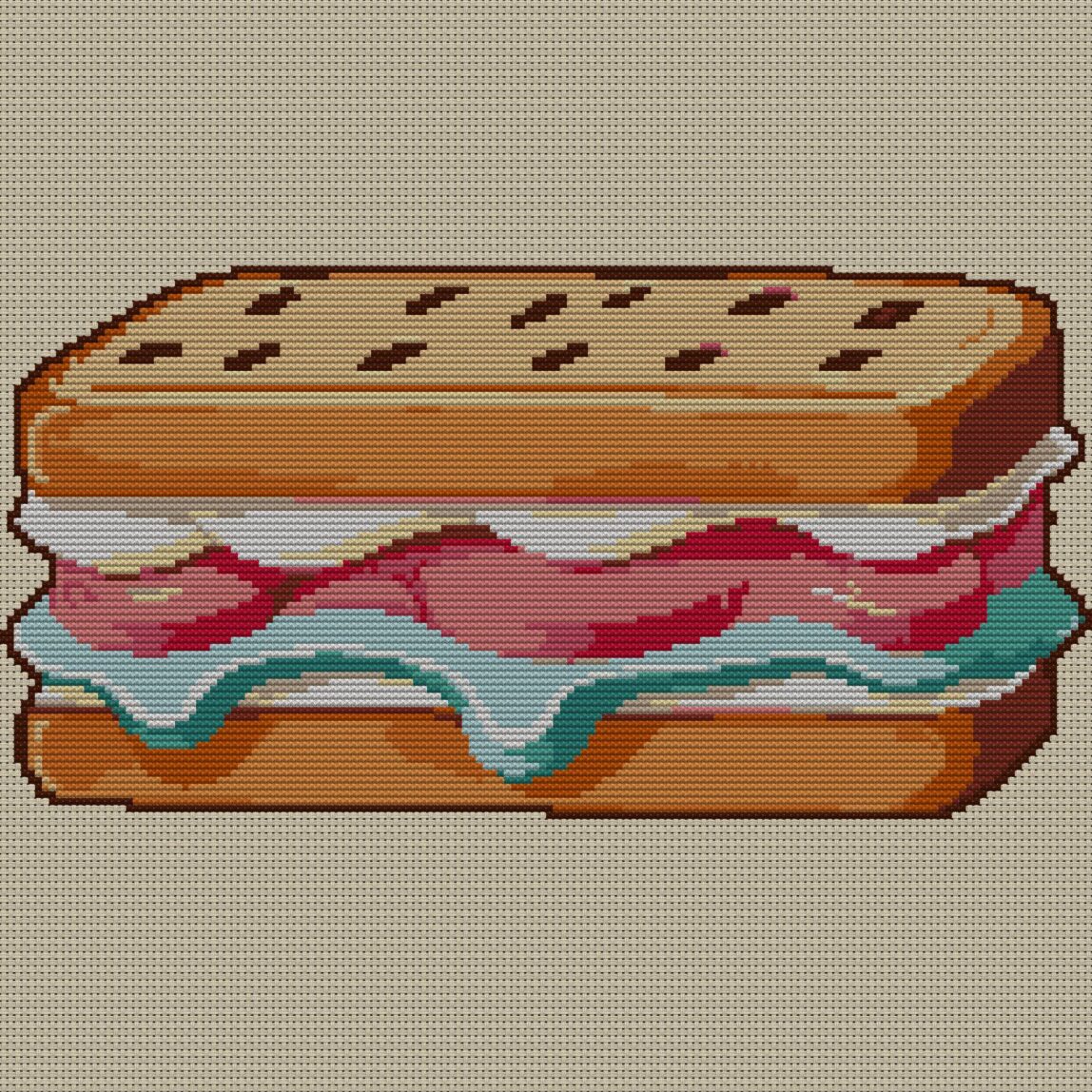 ice-cream-sandwich full design mockup without frame ice-cream-sandwich full cross stitch design mockup without frame, realistic embroidery preview