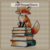 fox-librarian cross stitch start point map with highlighted thread start positions in the full design