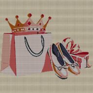 ballet-shoes full cross stitch design mockup without frame, realistic embroidery preview