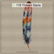 feather cross stitch start point map with highlighted thread start positions in the full design