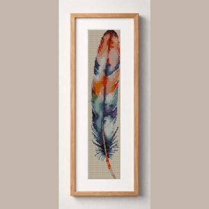 feather framed cross stitch mockup, realistic finished embroidery design, PDF pattern digital download