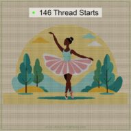 ballerina-carrying-costum cross stitch start point map with highlighted thread start positions in the full design
