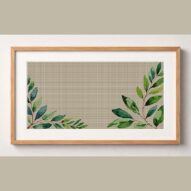 diploma-scroll framed cross stitch mockup, realistic finished embroidery design, PDF pattern digital download