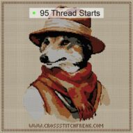 adventurer-wolf-portrait cross stitch start point map with highlighted thread start positions in the full design