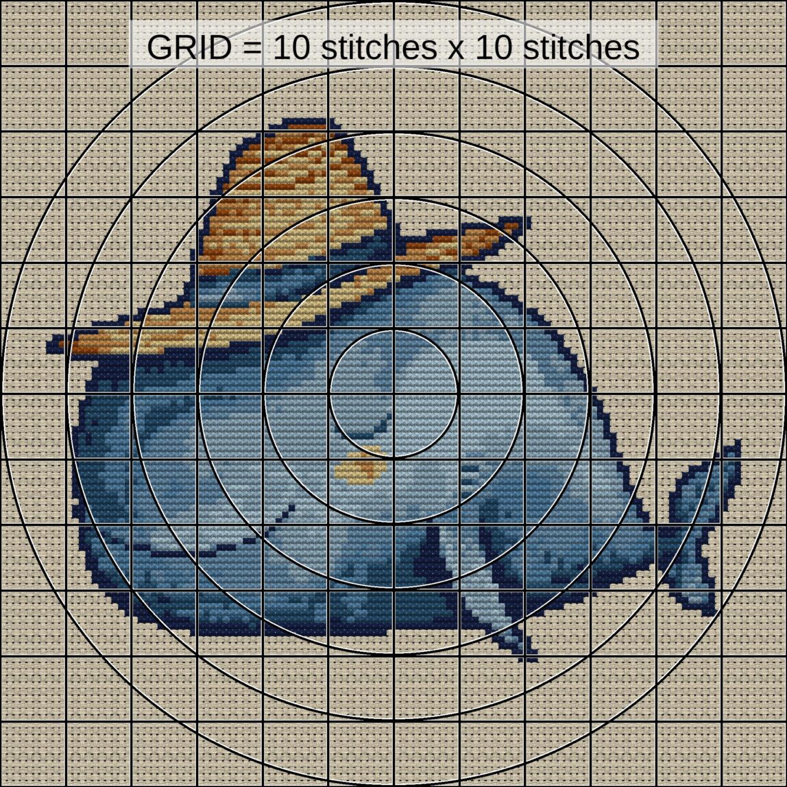 sleepy-whale-straw-hat zoomed stitching detail sleepy-whale-straw-hat close-up cross stitch detail showing color changes, confetti areas and stitch texture