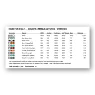 hamster-boat thread color chart with DMC, Anchor, Sullivans, J&P Coats and Maxi color references