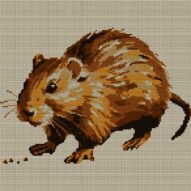 muskrat-seeds full cross stitch design mockup without frame, realistic embroidery preview