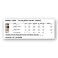 muskrat-seeds thread color chart with DMC, Anchor, Sullivans, J&P Coats and Maxi color references