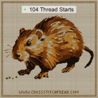 muskrat-seeds cross stitch start point map with highlighted thread start positions in the full design