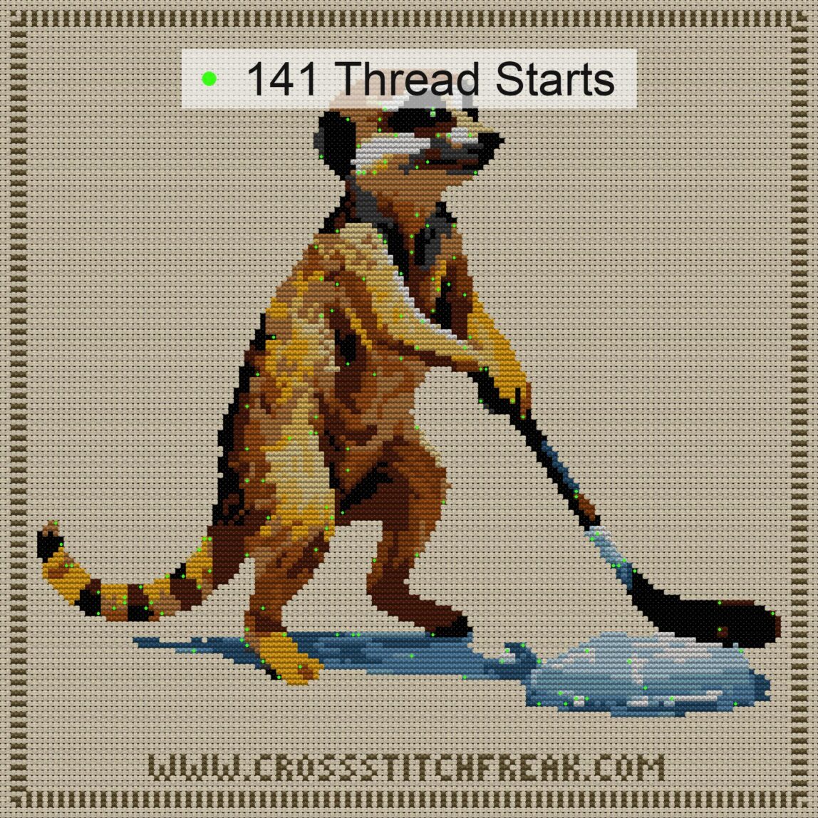 meerkat-hockey thread start point map meerkat-hockey cross stitch start point map with highlighted thread start positions in the full design
