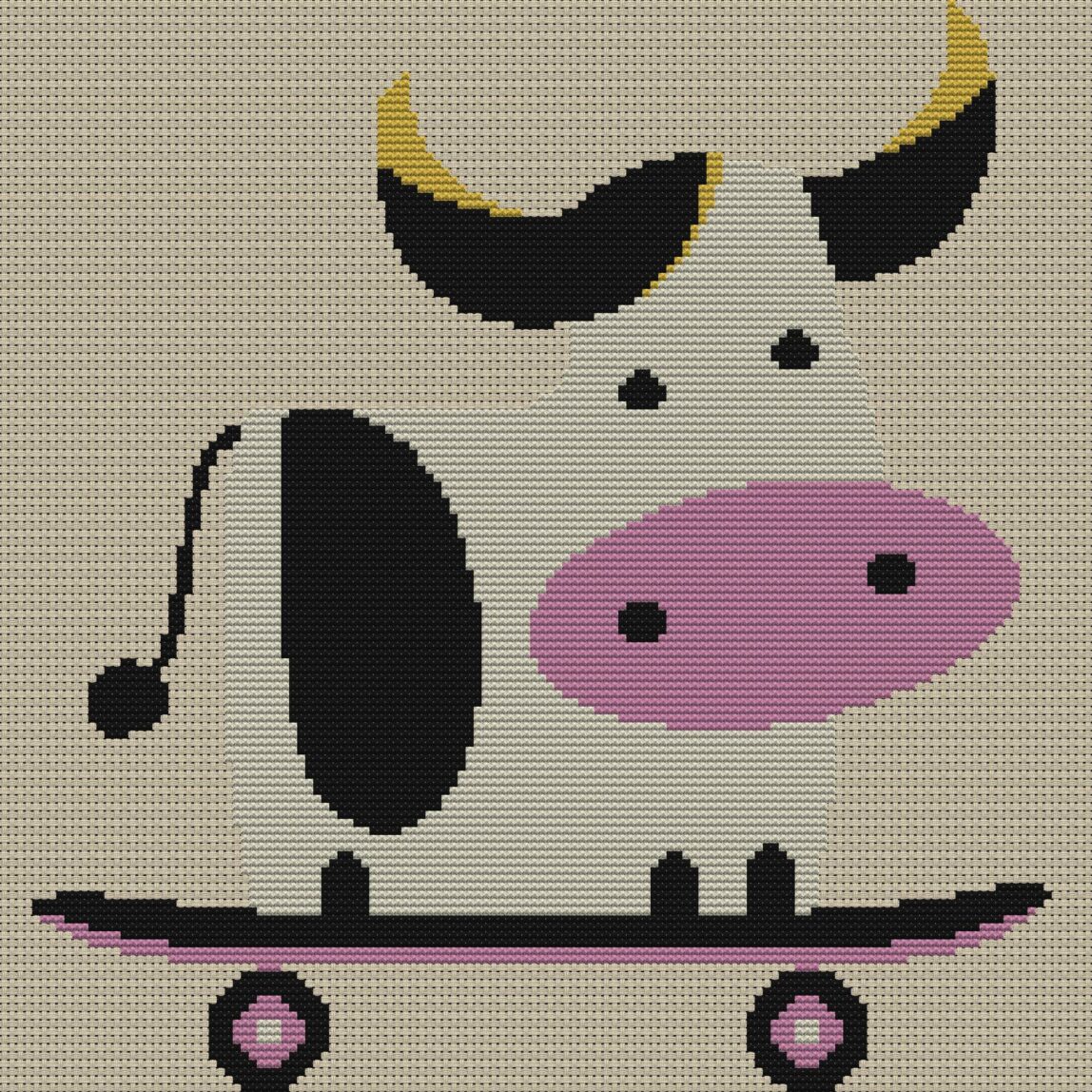 born-to-skate full cross stitch design mockup without frame, realistic embroidery preview