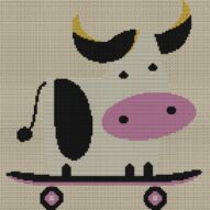 born-to-skate full cross stitch design mockup without frame, realistic embroidery preview