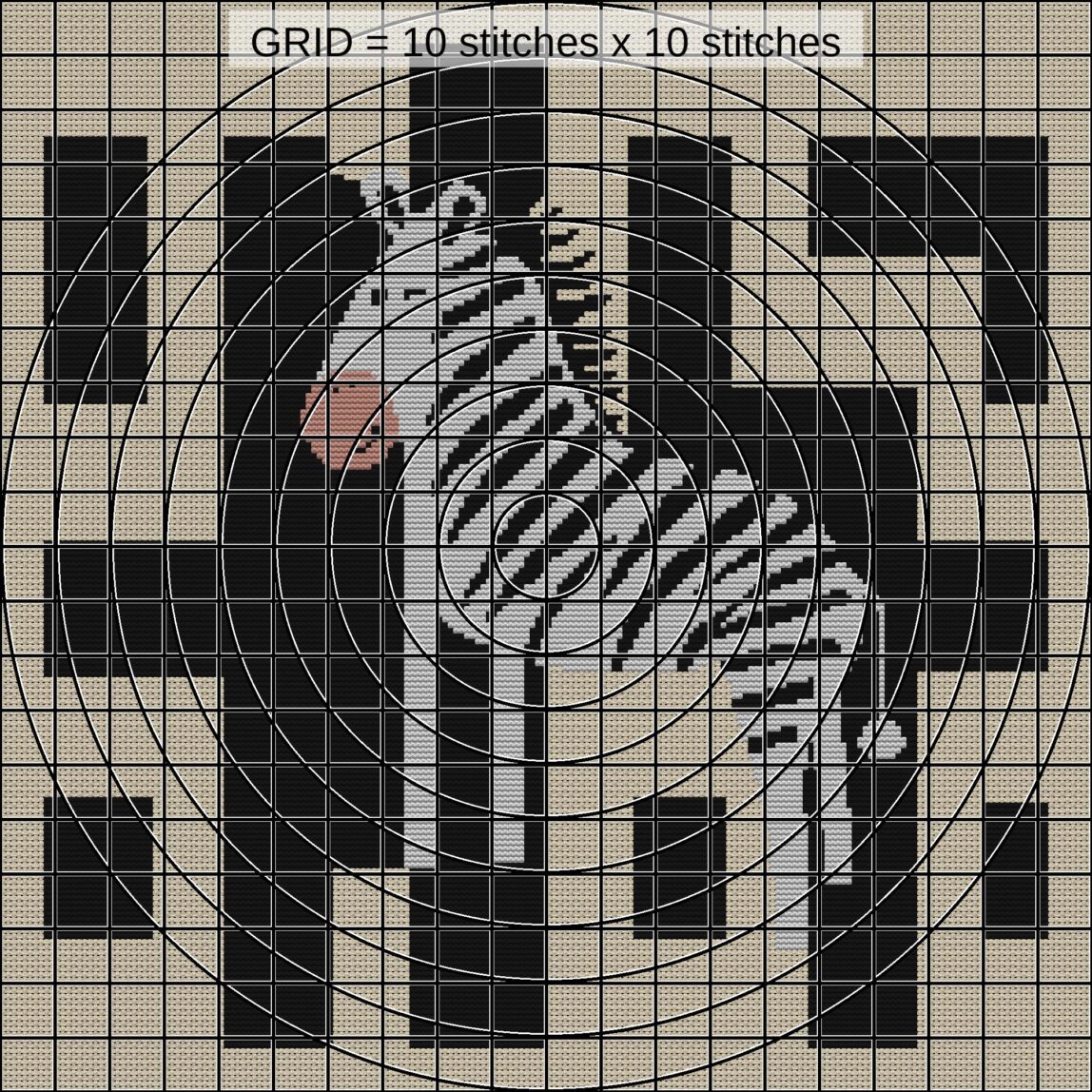 digital-zebra-cave-art close-up cross stitch detail showing color changes, confetti areas and stitch texture