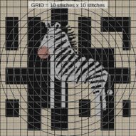 digital-zebra-cave-art close-up cross stitch detail showing color changes, confetti areas and stitch texture