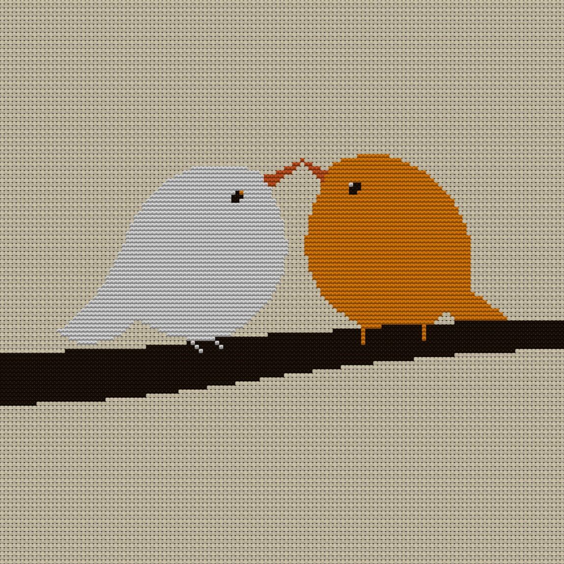 round-little-friends full cross stitch design mockup without frame, realistic embroidery preview