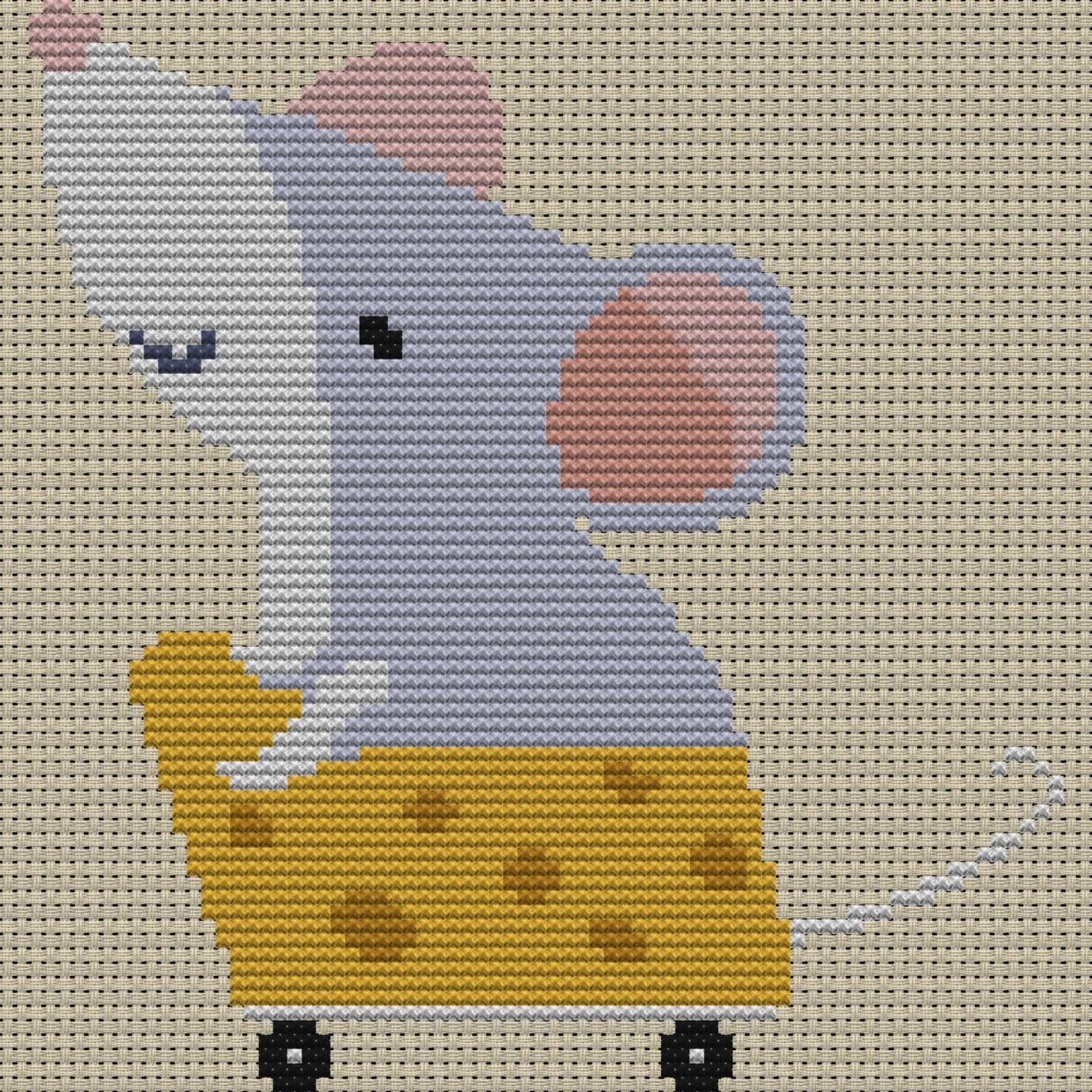you-are-what-you-eat full cross stitch design mockup without frame, realistic embroidery preview