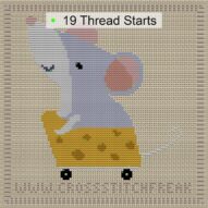 you-are-what-you-eat cross stitch start point map with highlighted thread start positions in the full design