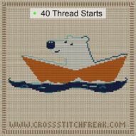 paper-boat-adventures cross stitch start point map with highlighted thread start positions in the full design