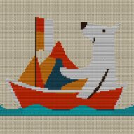 travel-deifferently full cross stitch design mockup without frame, realistic embroidery preview