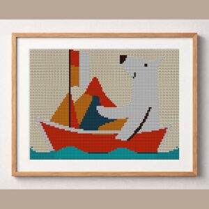 travel-deifferently framed cross stitch mockup, realistic finished embroidery design, PDF pattern digital download