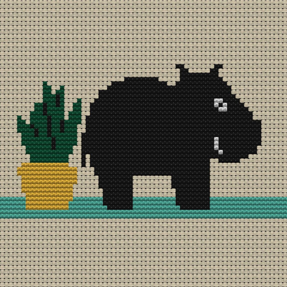 i-hate-flowers full design mockup without frame i-hate-flowers full cross stitch design mockup without frame, realistic embroidery preview