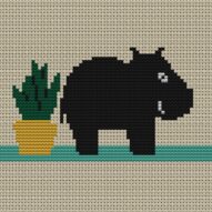 i-hate-flowers full cross stitch design mockup without frame, realistic embroidery preview