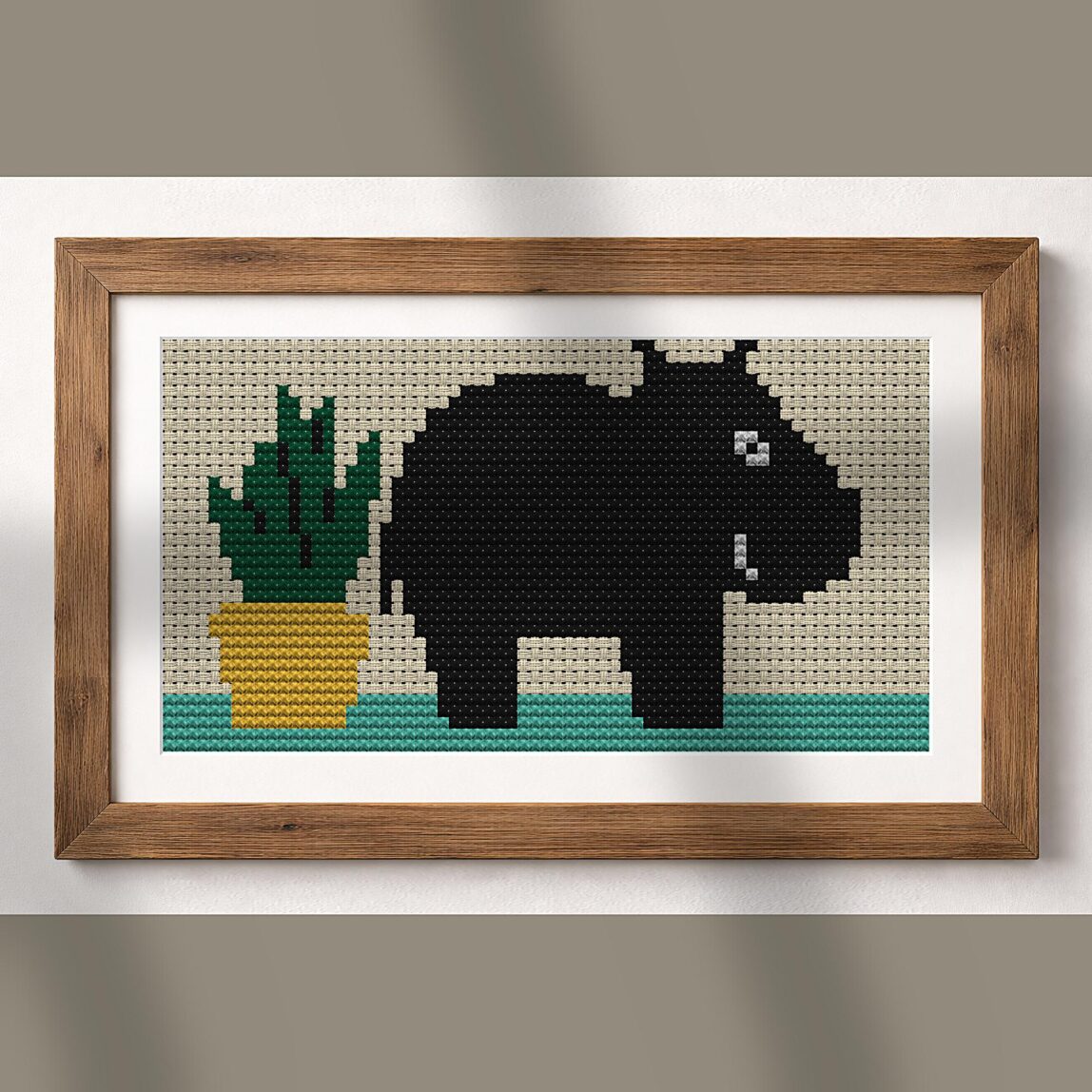 i-hate-flowers alternative framed mockup i-hate-flowers alternative framed cross stitch mockup, realistic finished embroidery presentation