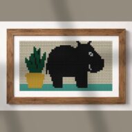 i-hate-flowers alternative framed cross stitch mockup, realistic finished embroidery presentation