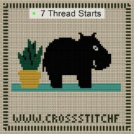 i-hate-flowers cross stitch start point map with highlighted thread start positions in the full design