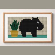 i-hate-flowers framed cross stitch mockup, realistic finished embroidery design, PDF pattern digital download