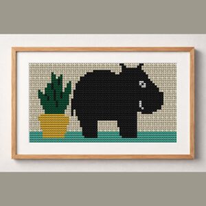 i-hate-flowers framed cross stitch mockup, realistic finished embroidery design, PDF pattern digital download