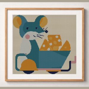 shopping-queen framed cross stitch mockup, realistic finished embroidery design, PDF pattern digital download