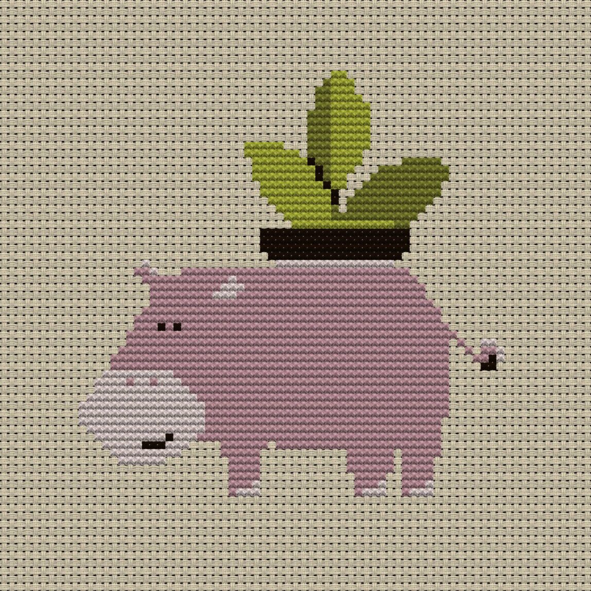 flowers-for-you full cross stitch design mockup without frame, realistic embroidery preview