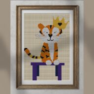 throne-of-stripes alternative framed cross stitch mockup, realistic finished embroidery presentation
