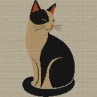 cool-cat full cross stitch design mockup without frame, realistic embroidery preview