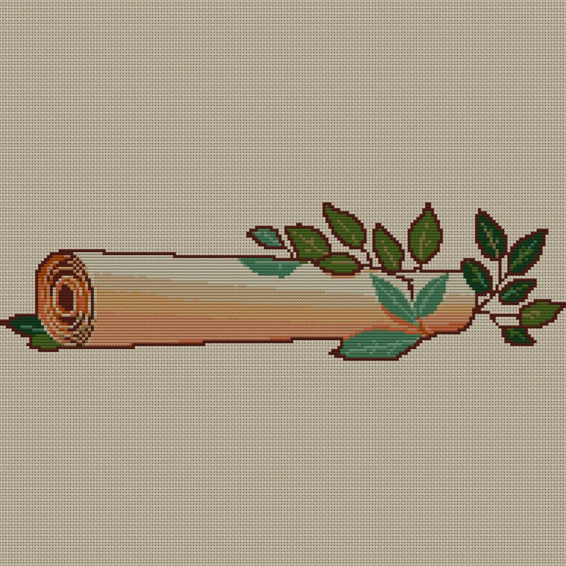 diploma-scroll full cross stitch design mockup without frame, realistic embroidery preview