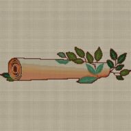 diploma-scroll full cross stitch design mockup without frame, realistic embroidery preview